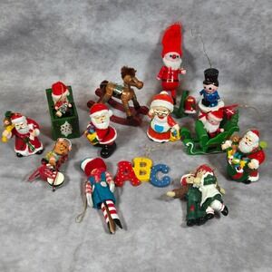 Vintage Christmas Ornaments Santa Horse Raggedy Ann Lot of 13